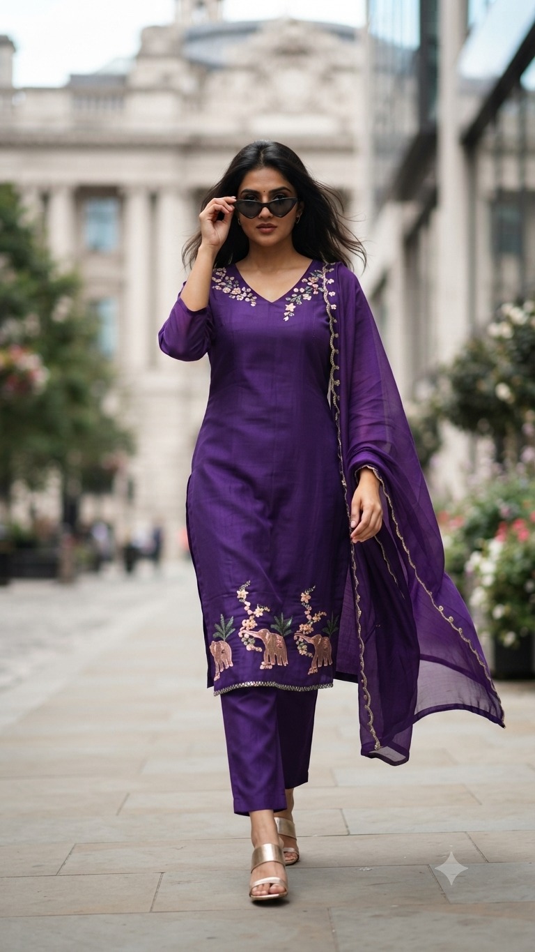 Ff Mall Chanderi Embroidery Work Kurti With Bottom Dupatta